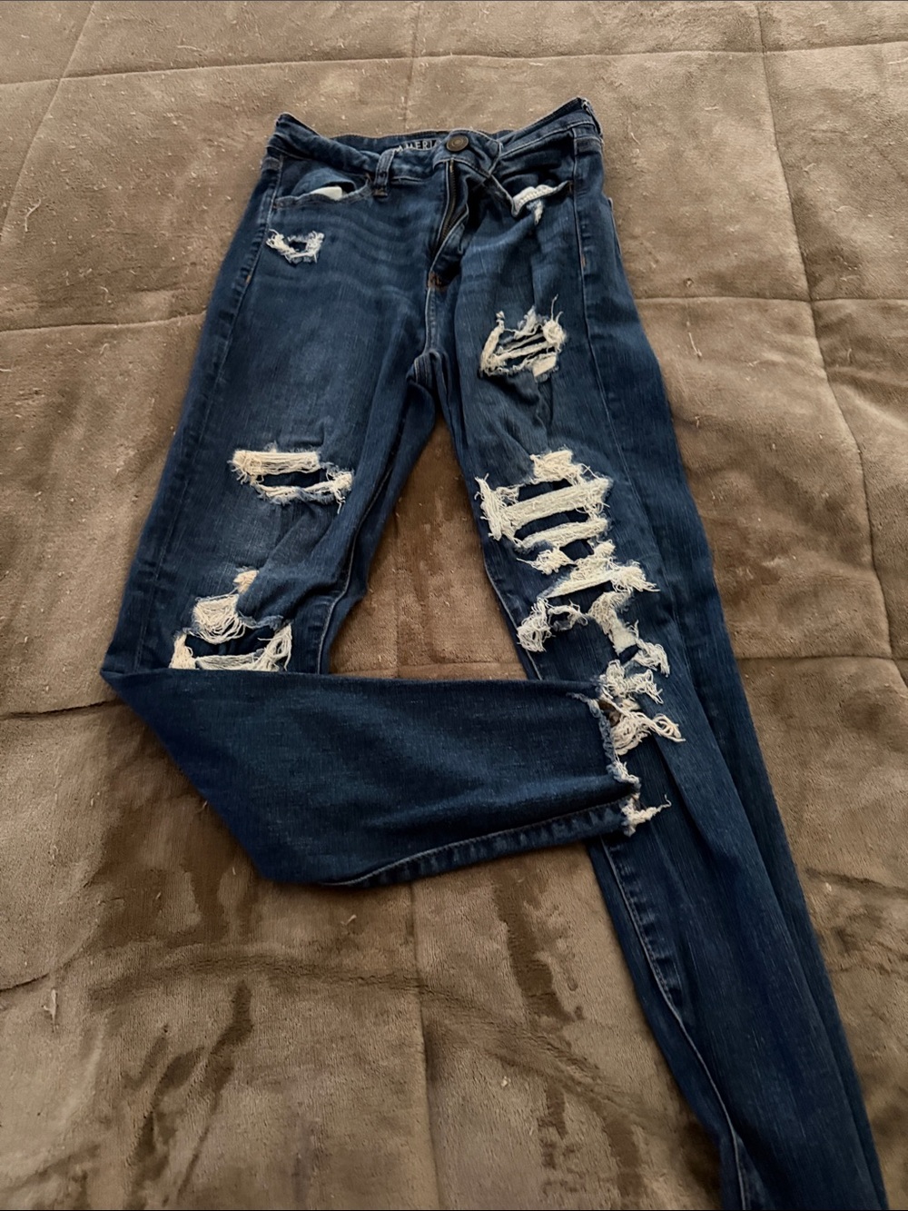 American Eagle Outfitters Dark Blue Ripped Skinny Jeans